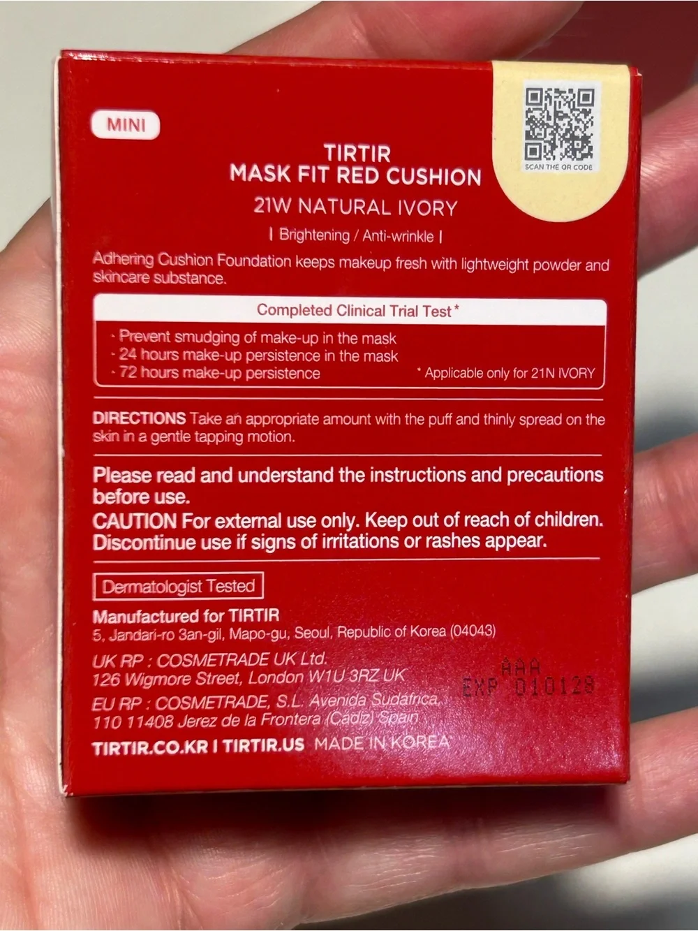 3 TIRTIR Mini Mask Fit Red Cushion Foundation 21W natural ivory 4.5g 0.15oz